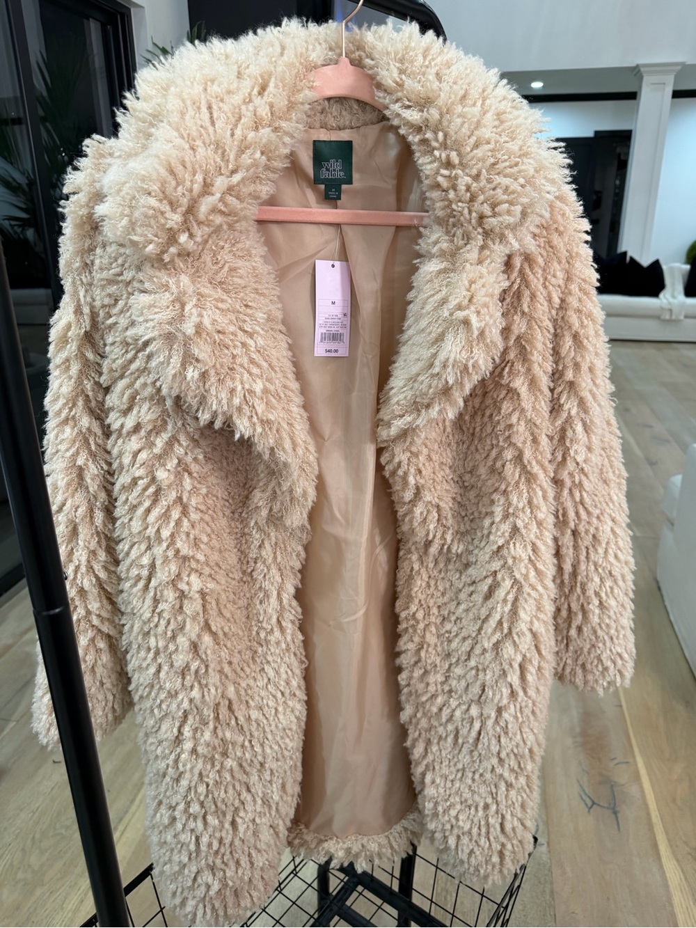 wild fable Plush Teddy Coat in Cream